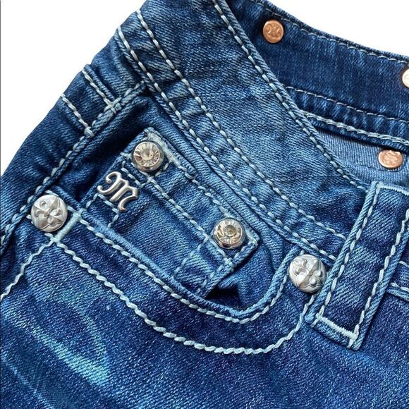 Miss Me Straight Leg Jeans Size 26 Aztec Bling Embellished Cowgirl Western - Picture 5 of 7